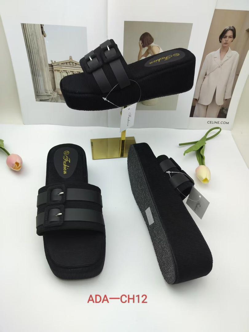Female Wedge Mules Black